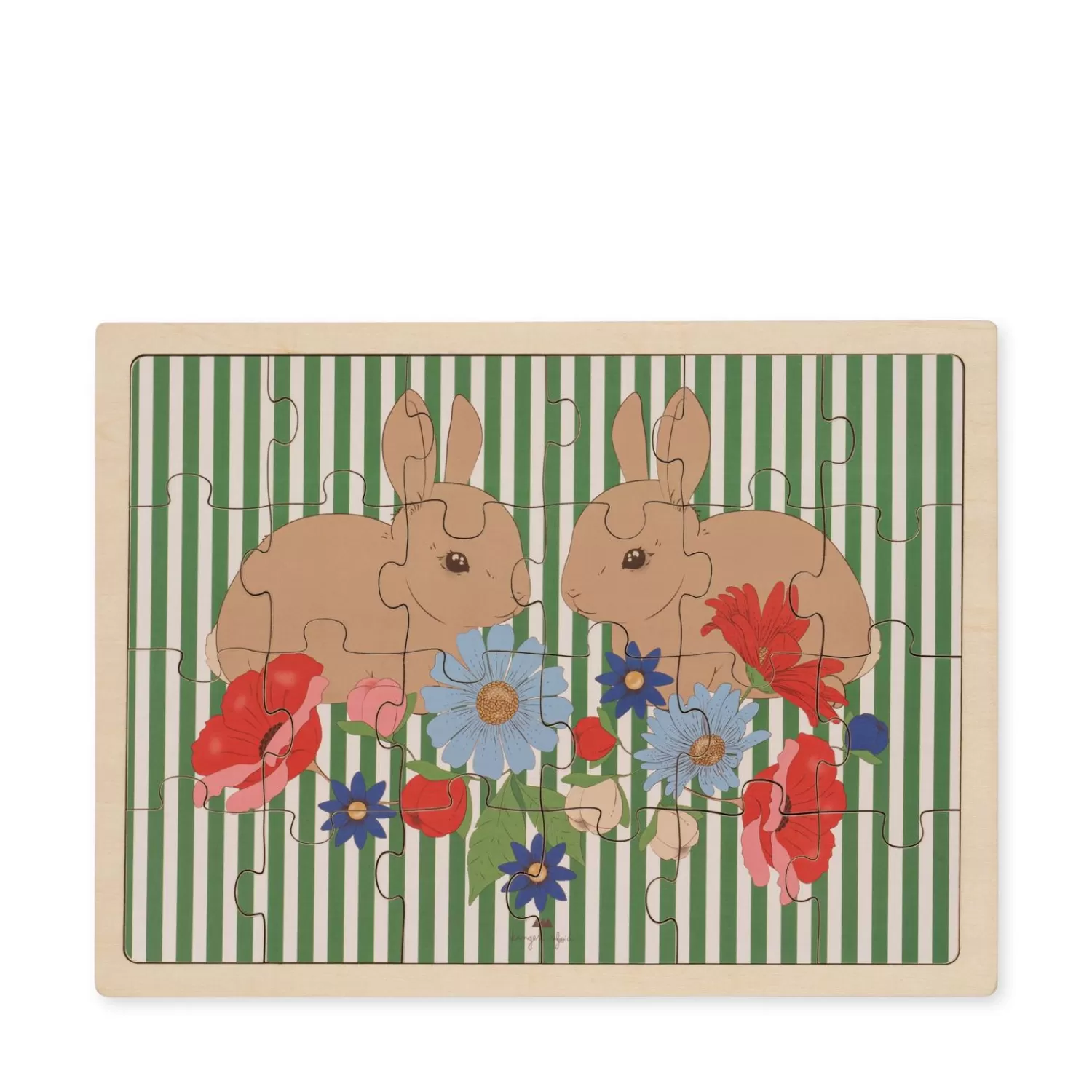 New Konges Sløjd 24 Stuks Houten Puzzel Konijn - Bunny Tokki