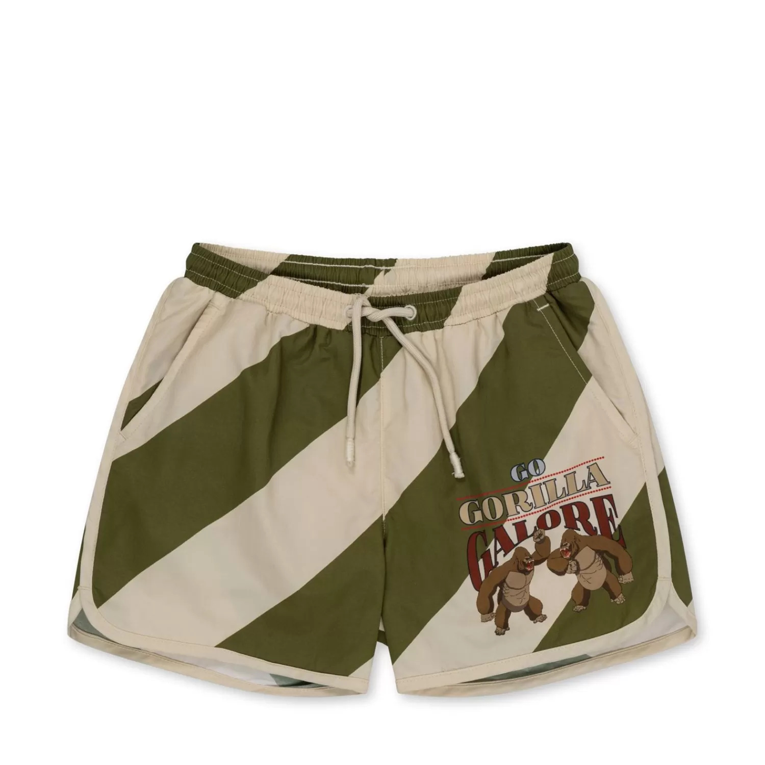 New Konges Sløjd Asnou-Zwemshort - Dark Olive/Creamy White