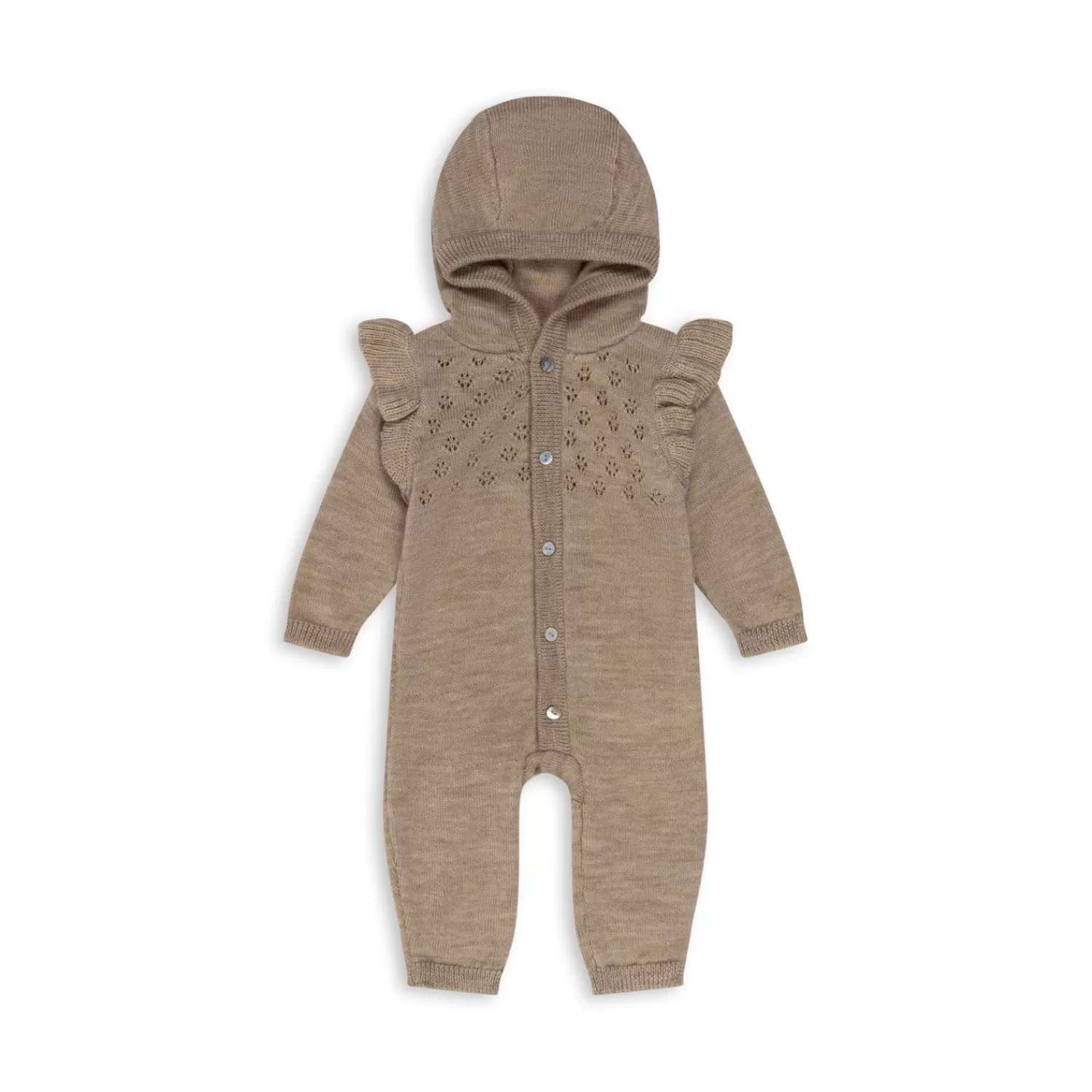 Fashion Konges Sløjd Gebreide Tomama-Onesie Met Ajourtricot - Beige Melange