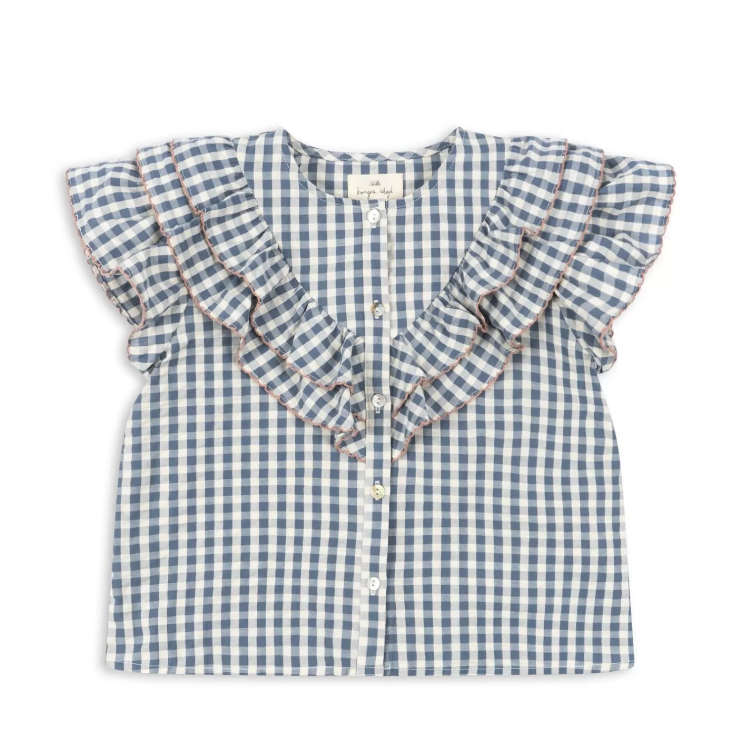 Discount Konges Sløjd Kim-Shirt Met Korte Mouwen En Ruches - Captains Blue Check