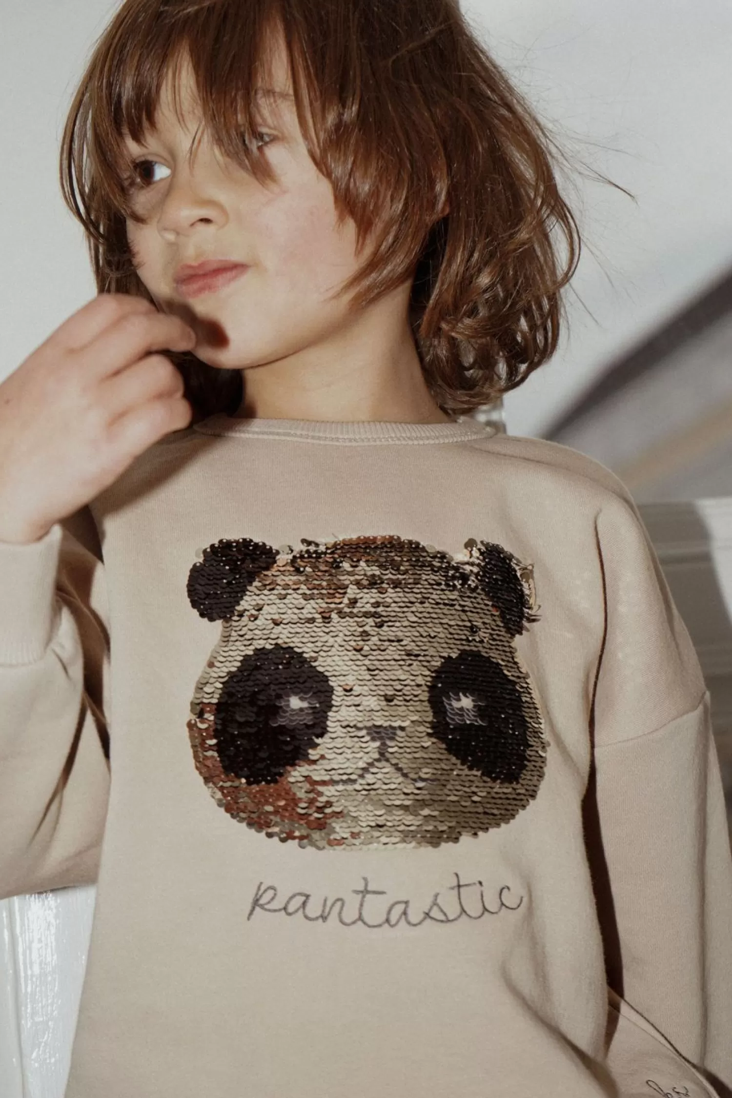 Best Konges Sløjd Lou Sweatshirt Met Pailletten - Oxford Tan