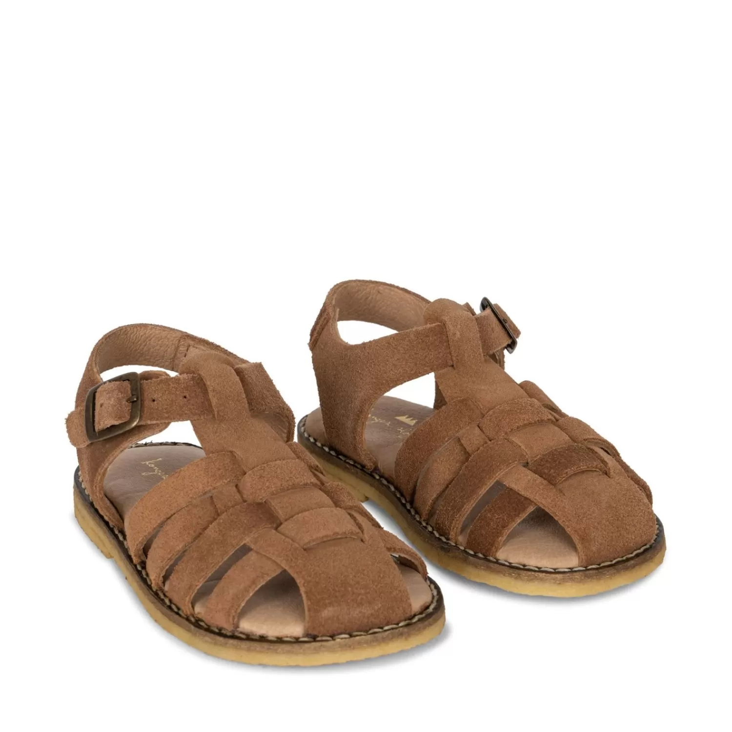 Shop Konges Sløjd Minou Gevlochten Sandalen Suede - Cognac