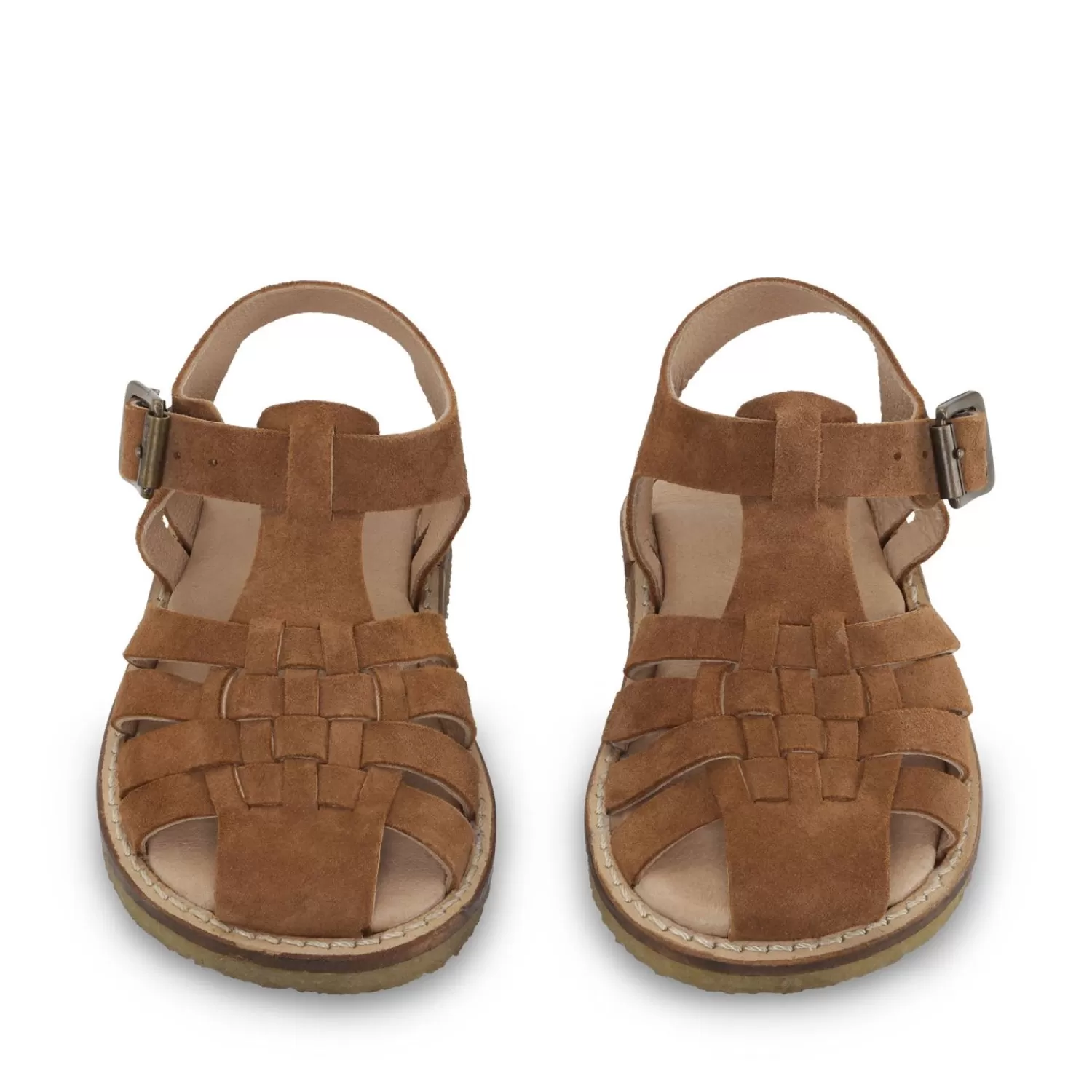 Shop Konges Sløjd Minou Gevlochten Sandalen Suede - Cognac