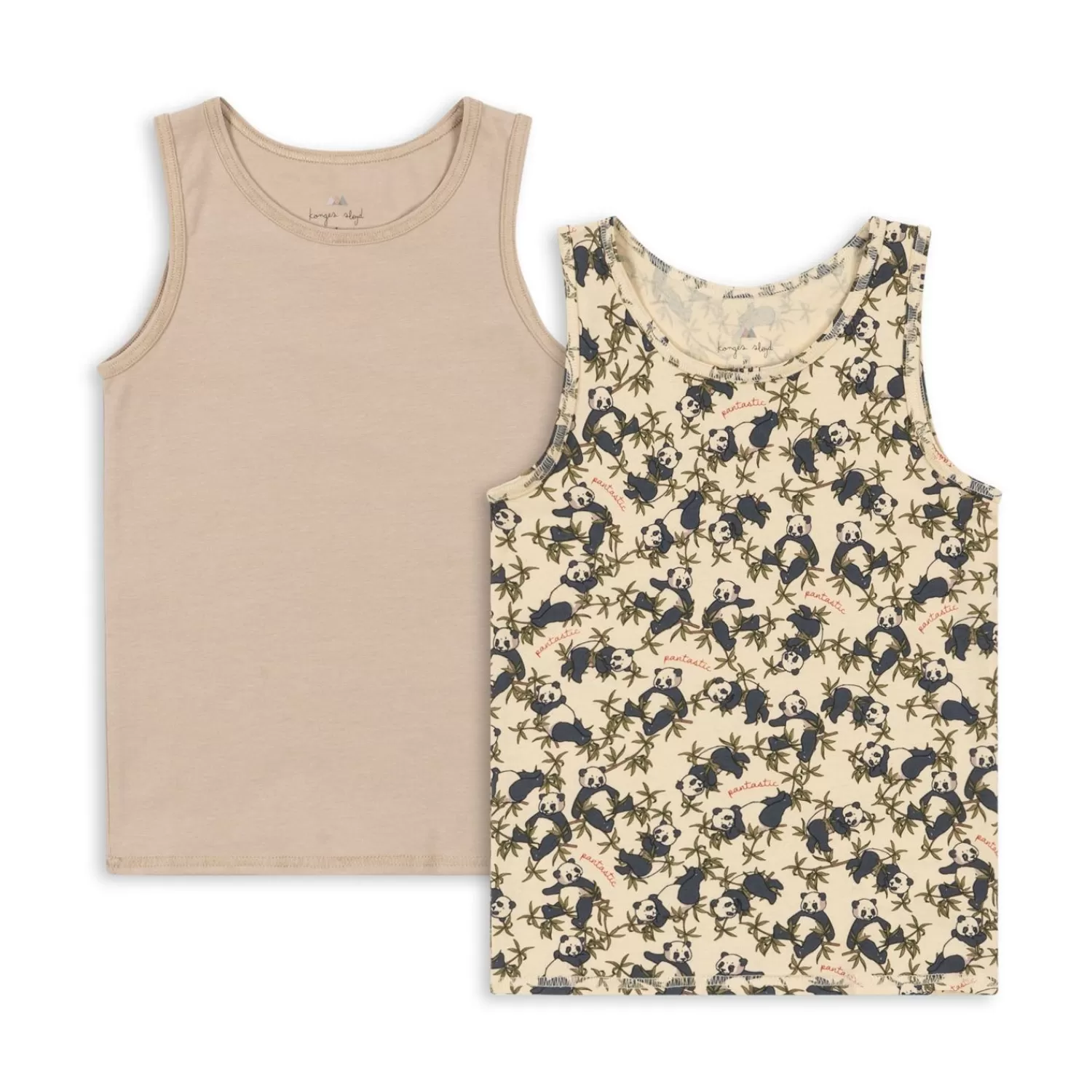 Best Sale Konges Sløjd Set Van 2 Basic-Tanktops - Panda/Oxford Tan