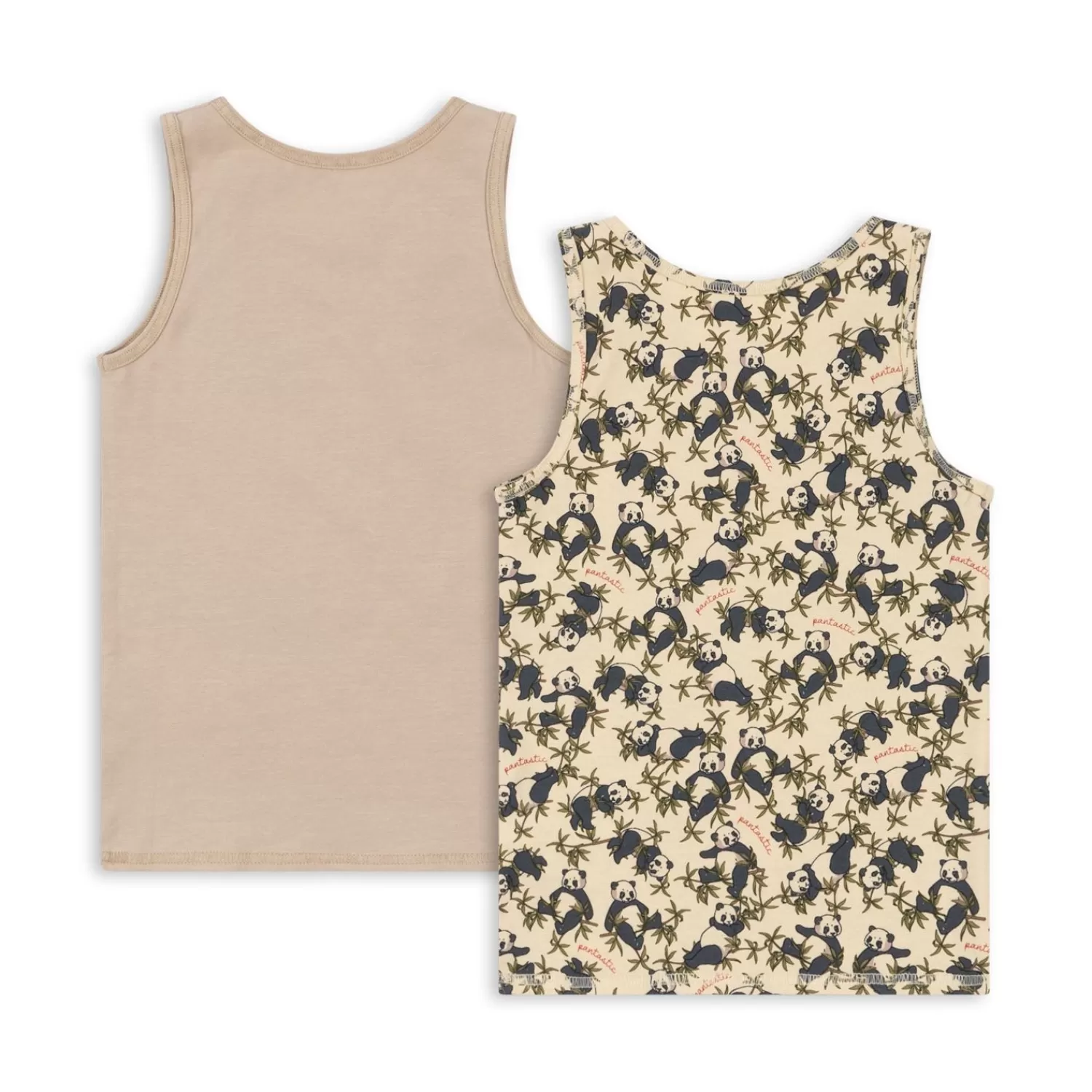 Best Sale Konges Sløjd Set Van 2 Basic-Tanktops - Panda/Oxford Tan