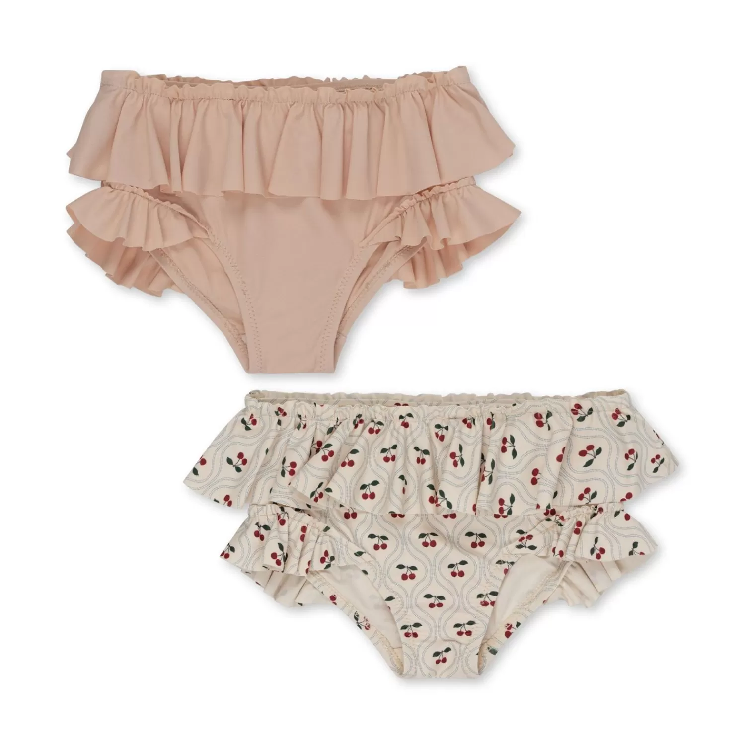 Flash Sale Konges Sløjd Set Van 2 Manuca-Bikinibroekjes Met Ruches - Cherry Motif