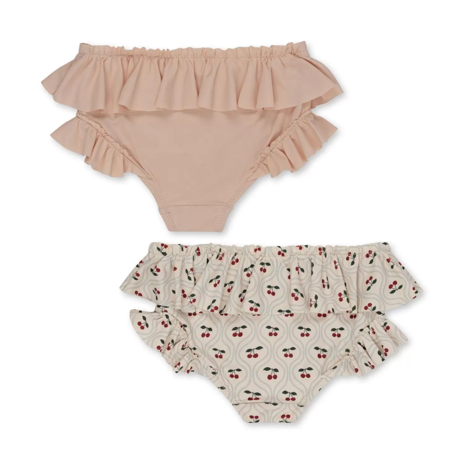 Flash Sale Konges Sløjd Set Van 2 Manuca-Bikinibroekjes Met Ruches - Cherry Motif