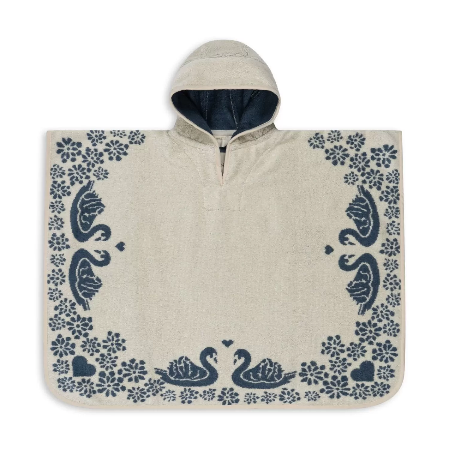 Best Konges Sløjd Terry-Poncho Met Jacquardpatroon - Swan